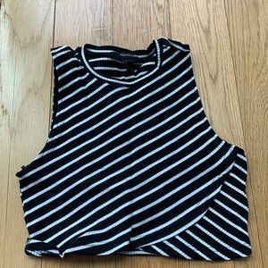 Black and White High Neck Crop Top